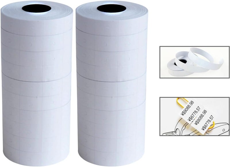 ICSTM Double Line Price Label Paper for MX-6600 Price Gun Labeller,Pricemarker Labels for MX-6602/G6600/YH-689/CN-6600EOS,20 Rolls 10000 pcs (White, M) - Image 1